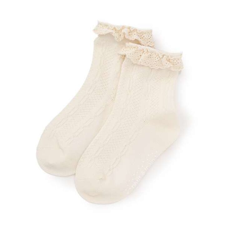 Lace-Trimmed Crew Socks,Light pink, medium image number 9