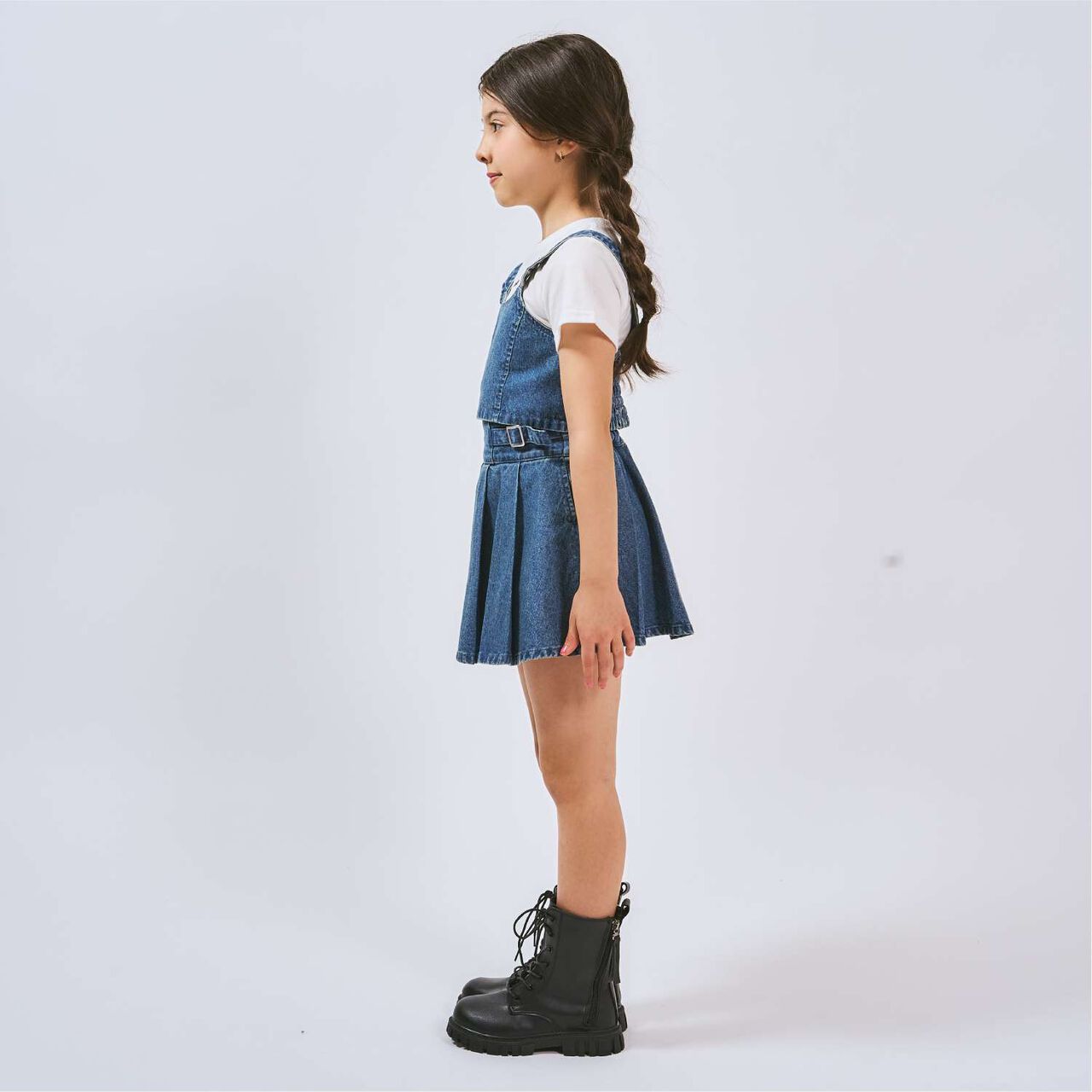 [Ready-to-Wear] Denim Bustier & Pleated Skirt Outfit Set,Blue, large image number 4