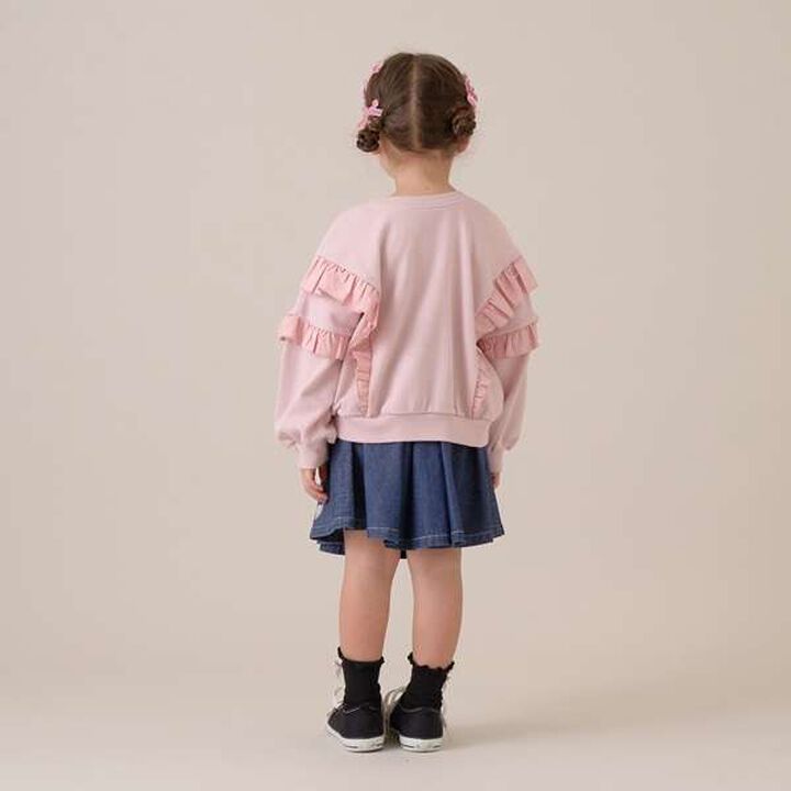 Pilling-Resistant Frill Sweatshirt,Milky white, medium image number 5