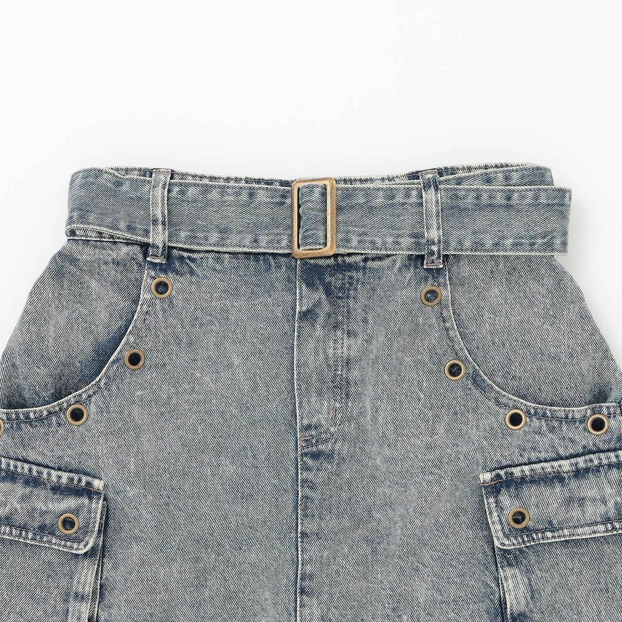 [LTXC] Eyelet A-Line Cargo Skirt,Gray, large image number 14
