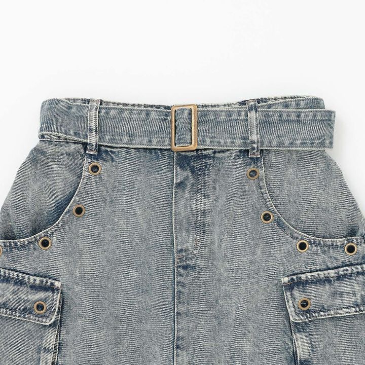 [LTXC] Eyelet A-Line Cargo Skirt,Gray, medium image number 14