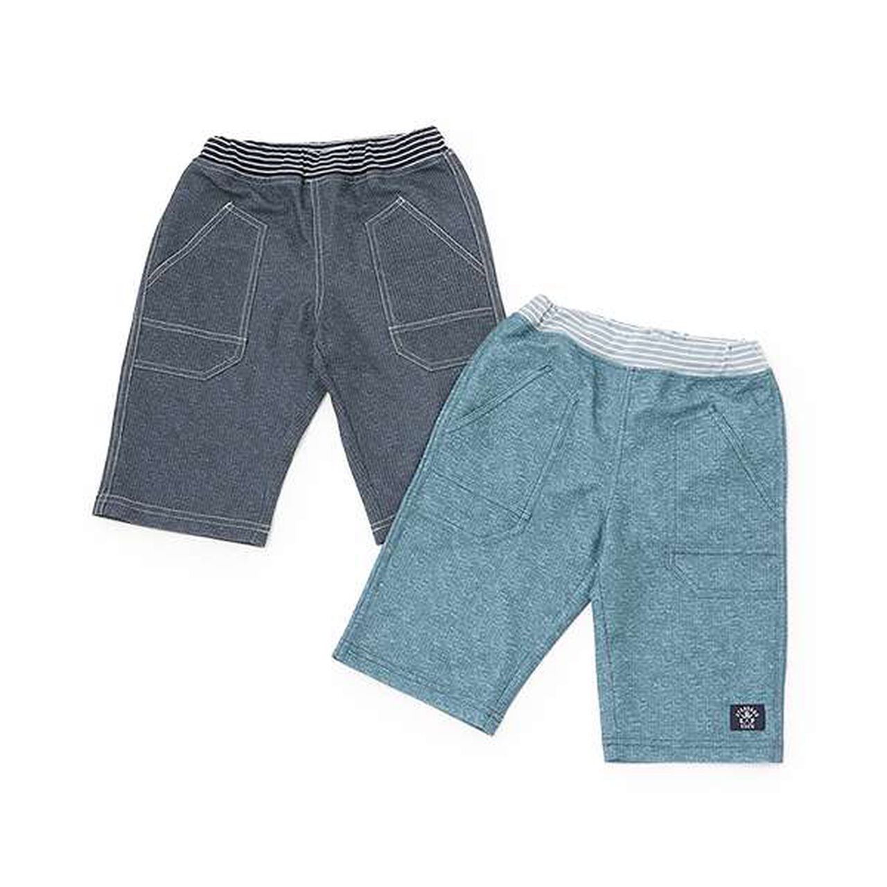 Dry Mesh Denim-Style Print Half Pants,Navy, large image number 9