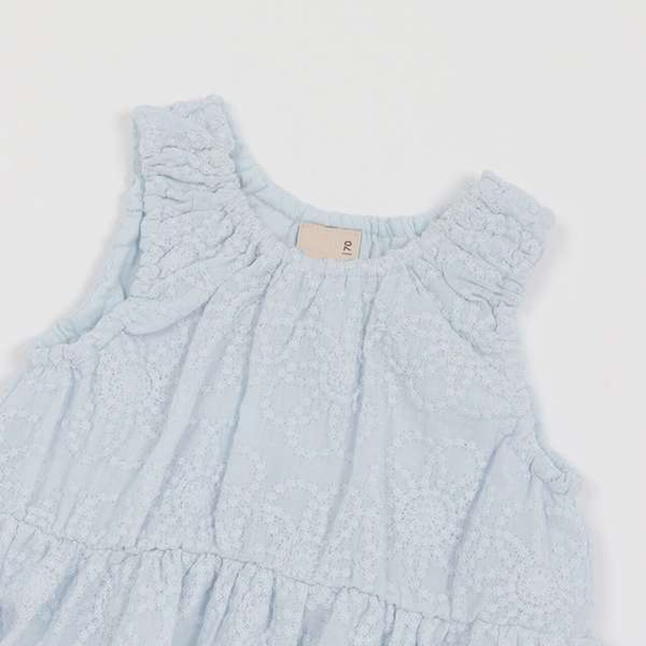 Lace Balloon One-Piece Dress,Sax blue, large image number 2