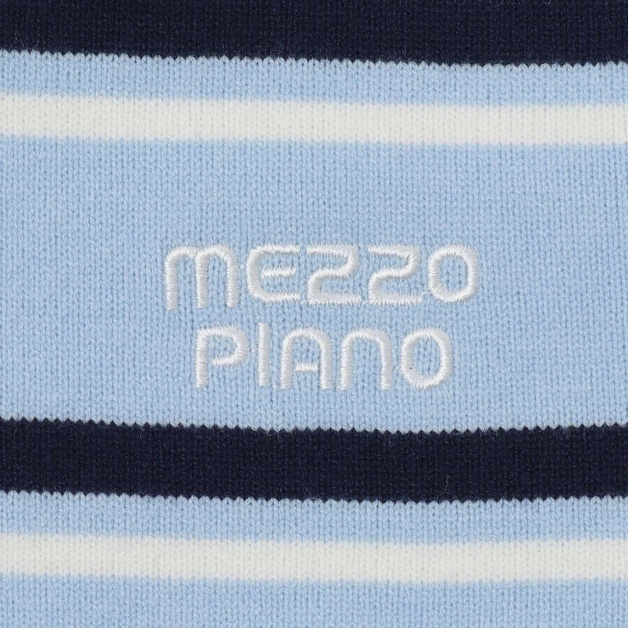 Stripe Pattern Polo Knitwear,Sax blue, large image number 3