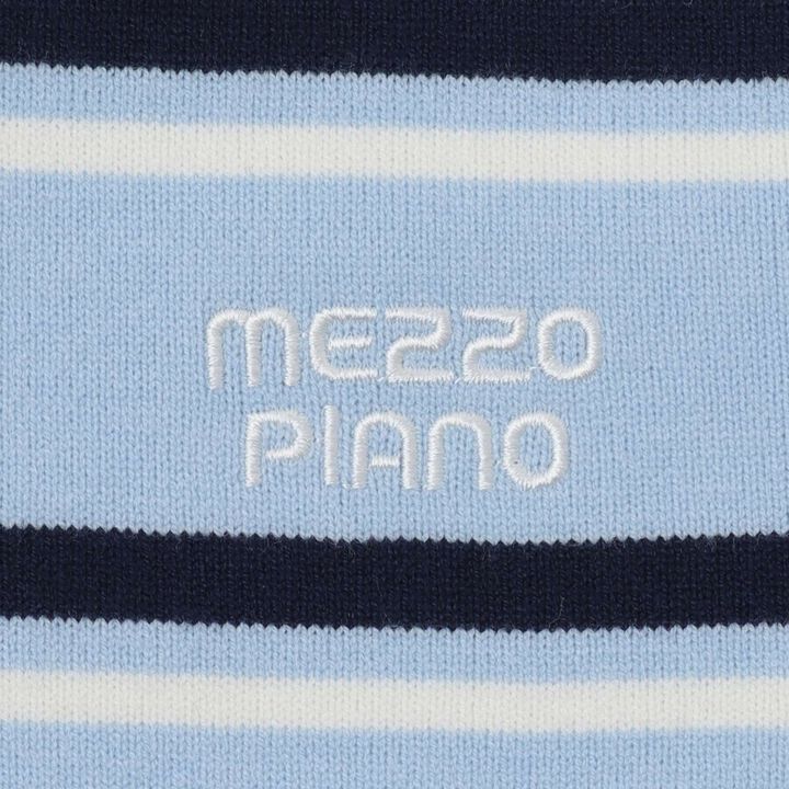 Stripe Pattern Polo Knitwear,Sax blue, medium image number 3