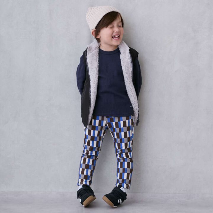 Plain Boa Reversible Vest,Light beige, medium image number 3