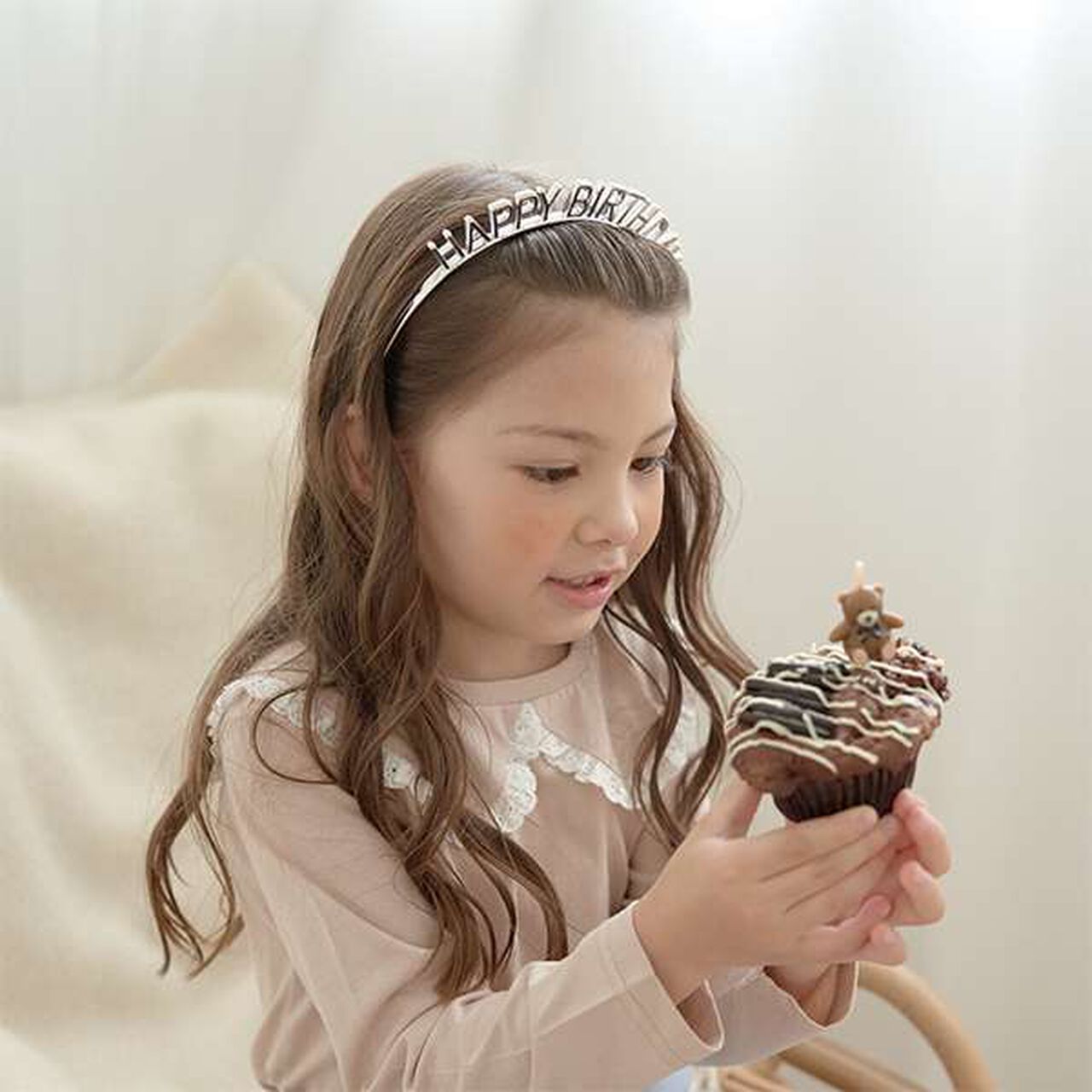 Happy Birthday Headband,Silver, large image number 0