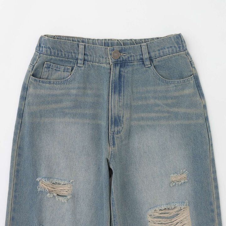 [LTXC] Distressed Denim Wide Pants,Sax blue, medium image number 15