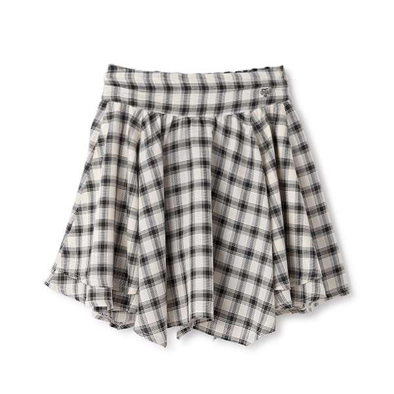 Assorted Material Irregular Hem Skirt with Shorts,Black, large image number 1