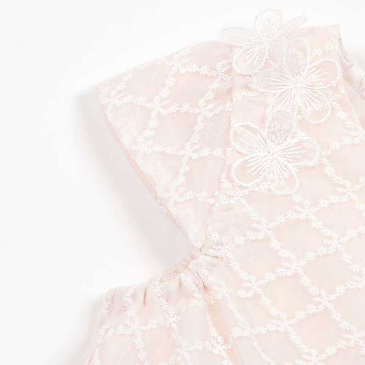 Flower Lace Tulle One-Piece Dress,Cream, large image number 7