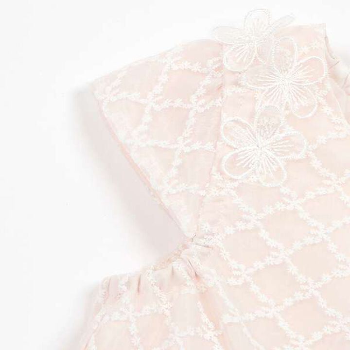 Flower Lace Tulle One-Piece Dress,Cream, medium image number 7