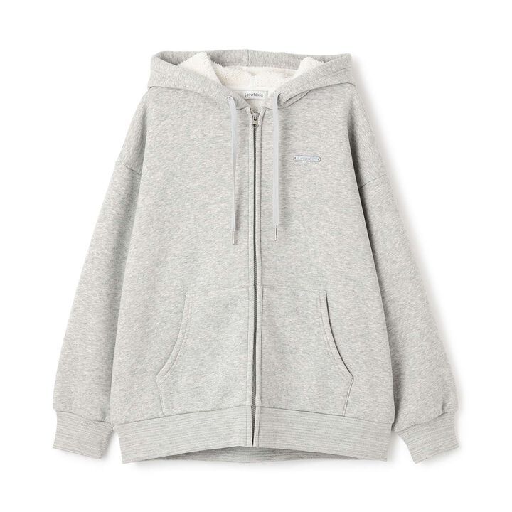 Lined Boa Zip Parka,Top gray, medium image number 5