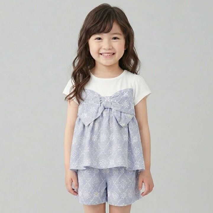 Gingham Check Embroidery Lace Outfit Set,, medium