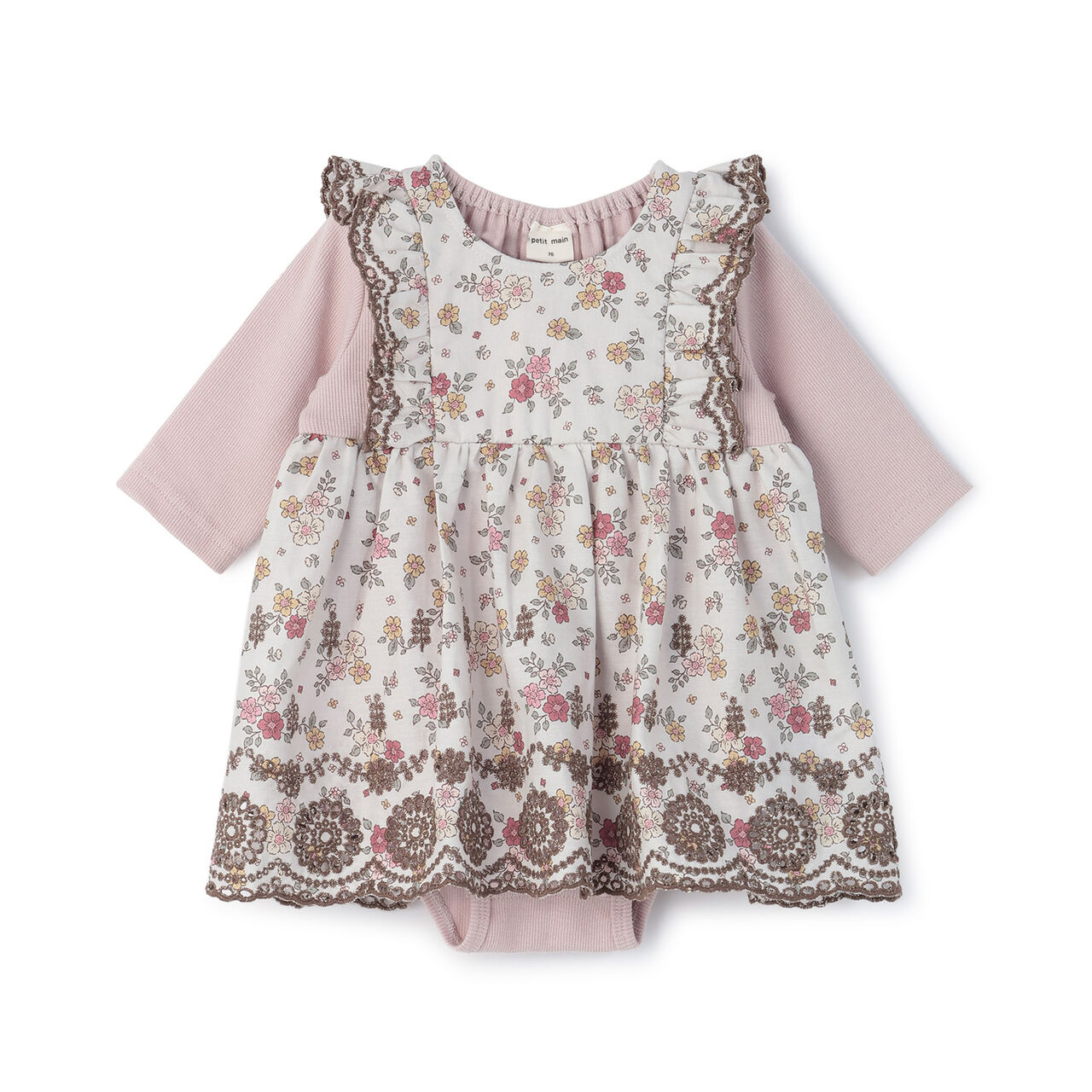 [7-Sleeve] Shoulder Frill One-Piece Romper,Ivory, large image number 0