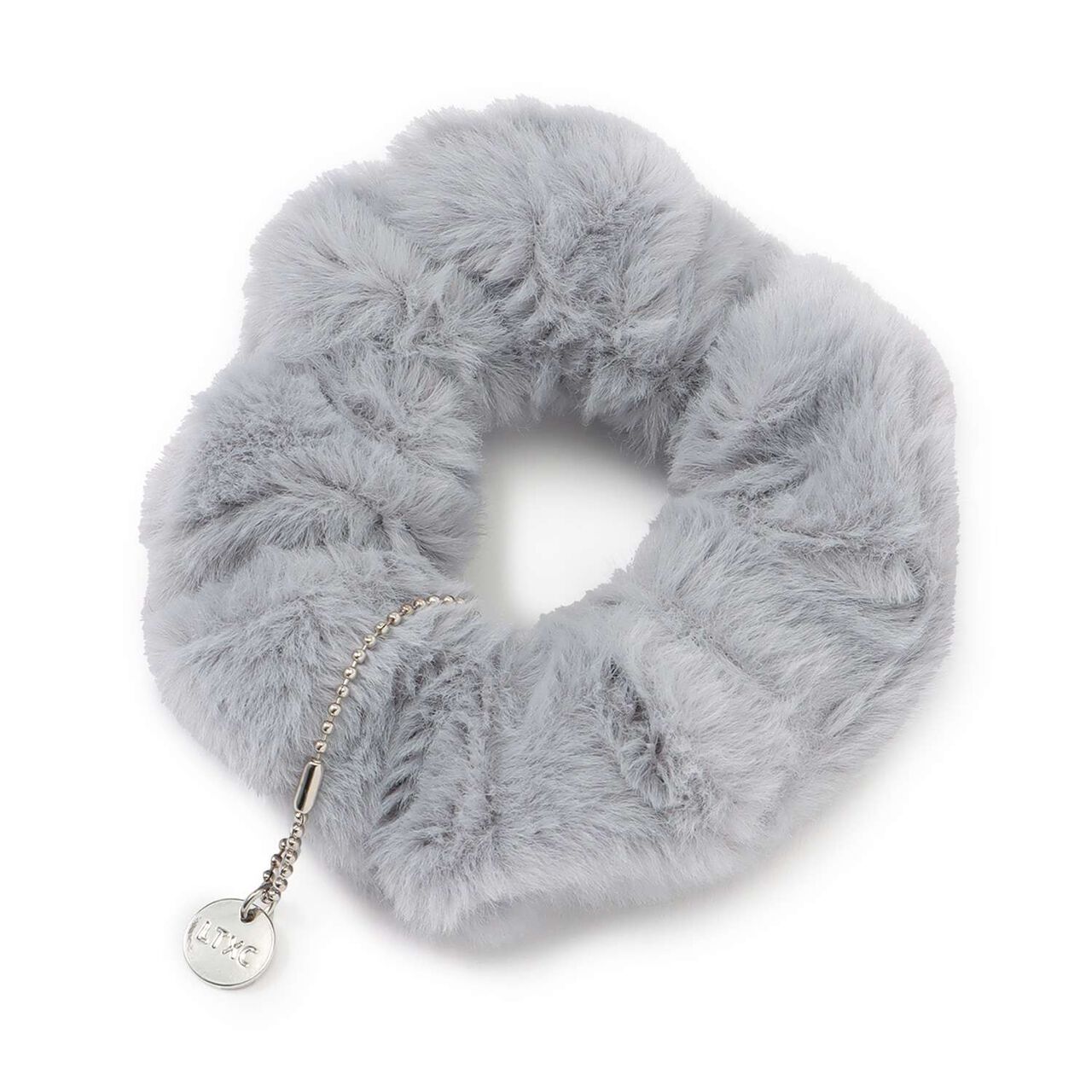 Faux Fur Scrunchie,Blue gray, large image number 0