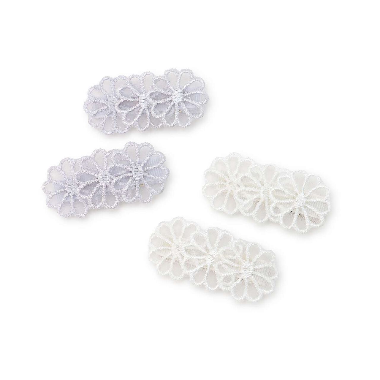 Lace Flower Hair Clips 2P/L,Off white, large image number 3
