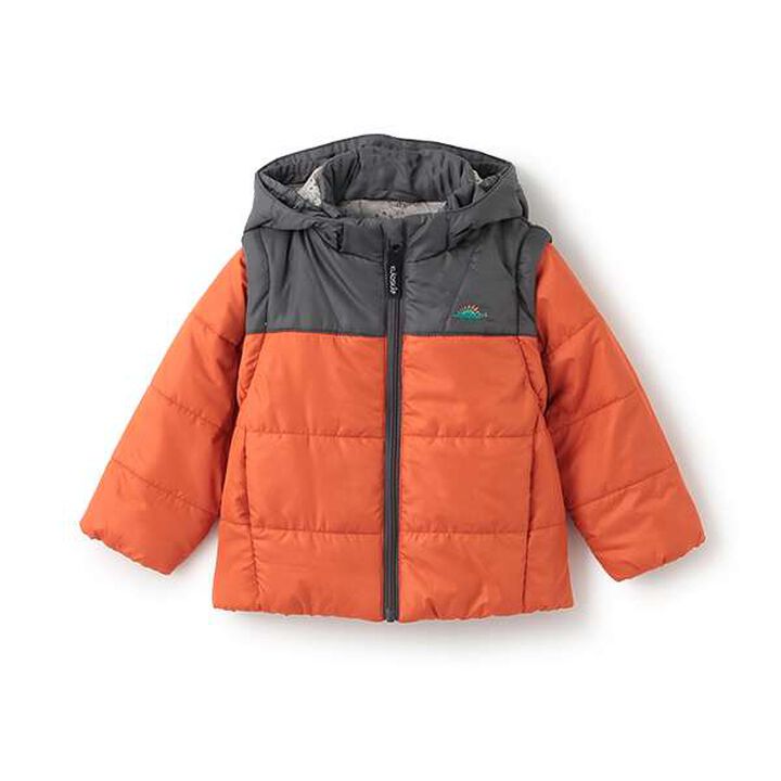 Dinosaur 3-Way Puffer Jacket,Orange, medium image number 4