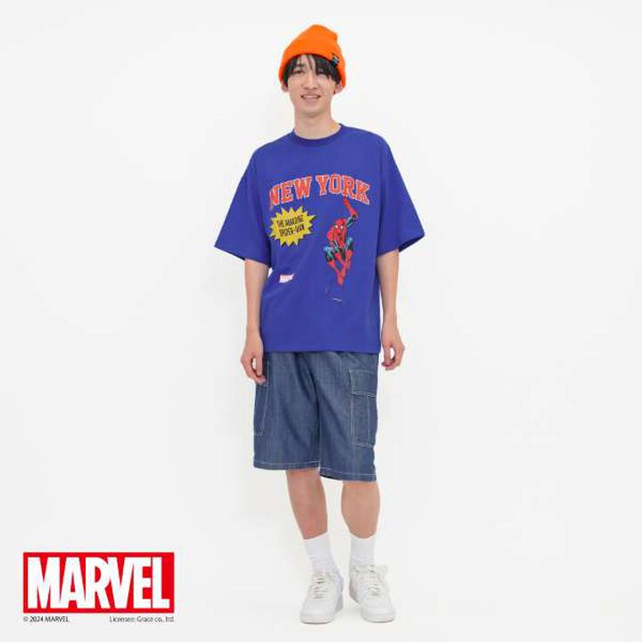 [Adult Size Available] [MARVEL] Spider-Man College Logo Big T-Shirt,White, medium image number 2