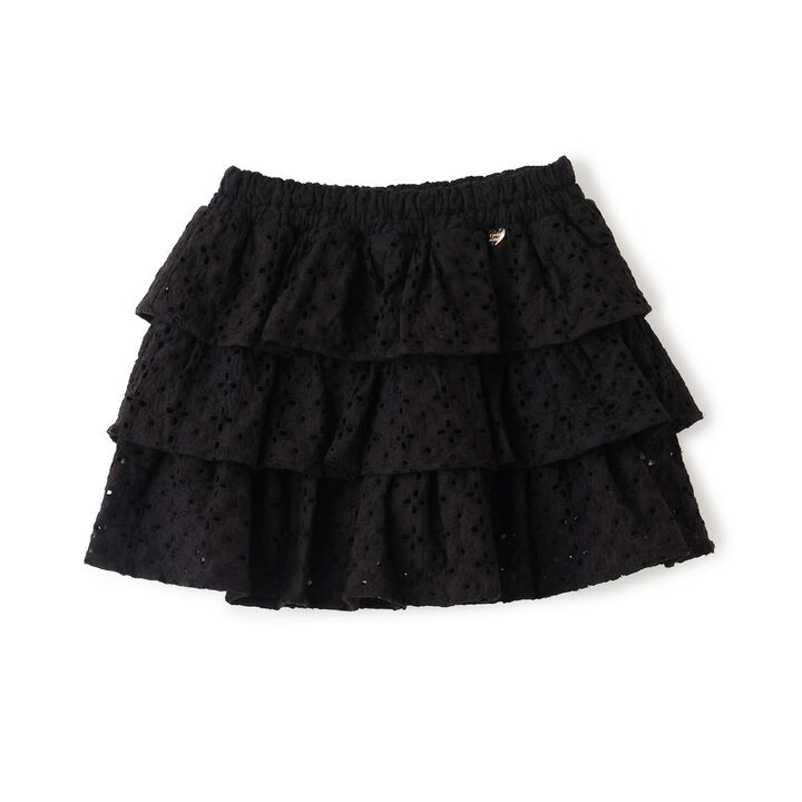 [100% Cotton] Cotton Lace Tiered Skirt with Inner Shorts [Kids Girls],Pearl white, medium image number 2