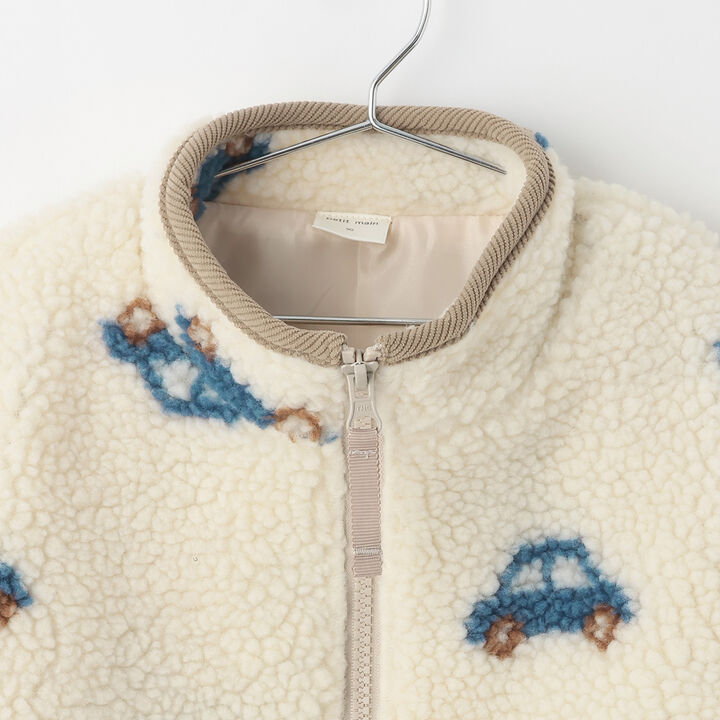 [Washable] Patterned Boa Bomber Jacket,Pearl white, medium image number 8