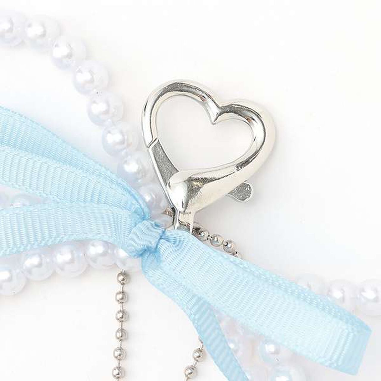Pearl Ribbon Charm,Blue, large image number 1
