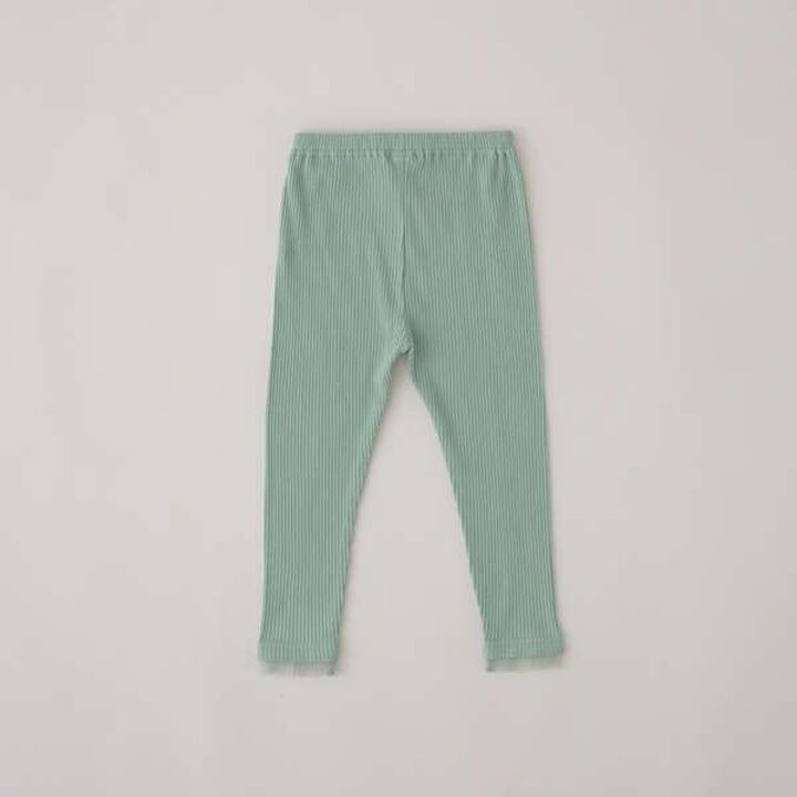 Tulle Frill Hem 3/4 Leggings,Pink, medium image number 9