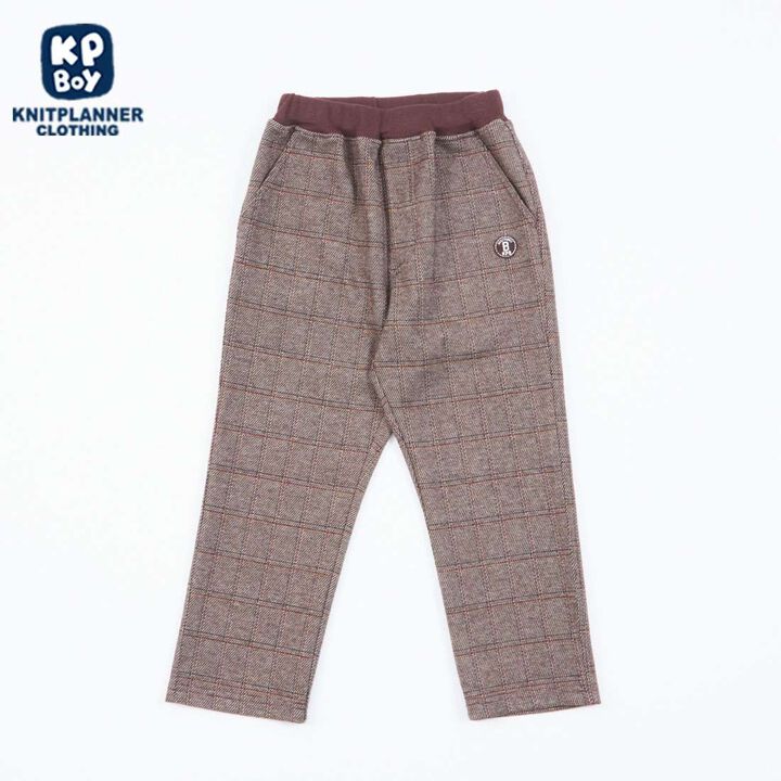 KP Boy Glen Check Jacquard Pants [90-140],Brown, medium image number 0