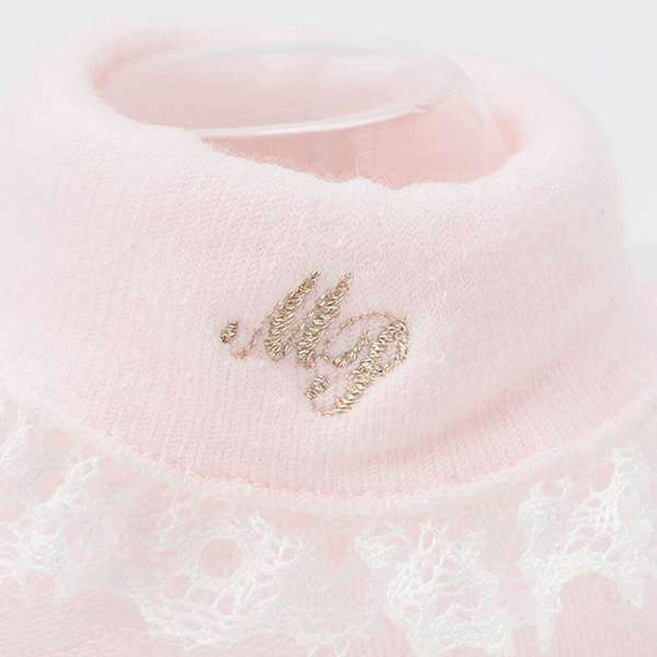 Lace Logo Embroidery Socks,Off white, large image number 3