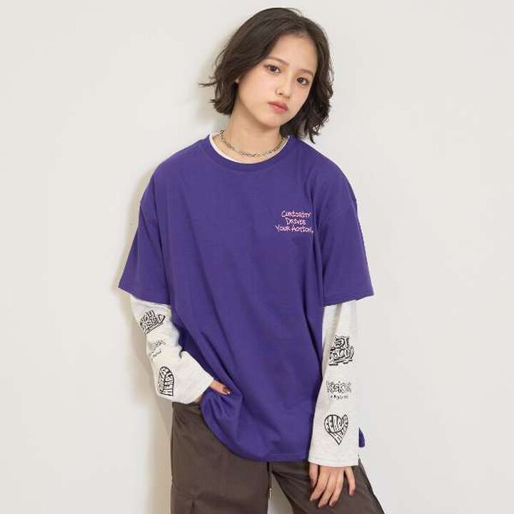 [LTXC/Quick-Dry] Loose T-Shirt Layered Set,Purple, medium image number 4