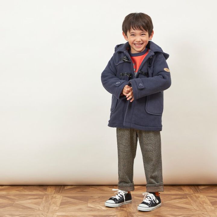 KP Boy Fleece Checkered Duffle Coat [90-130],Navy, medium image number 10