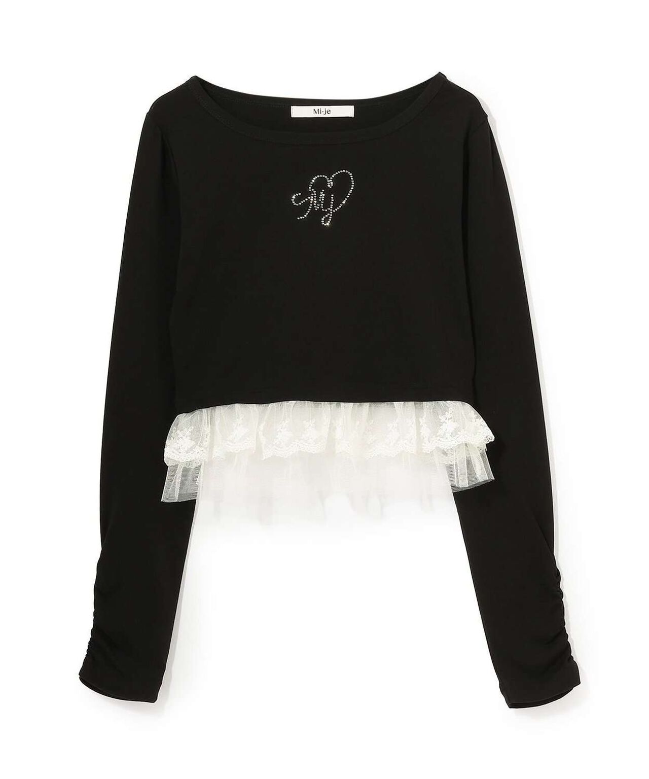 Hem Frill Rhinestone T-Shirt [Korean Fashion],Pink, large image number 8