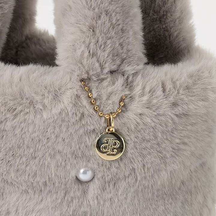 Pearl-Embellished Faux Fur Bag,Light pink, medium image number 2