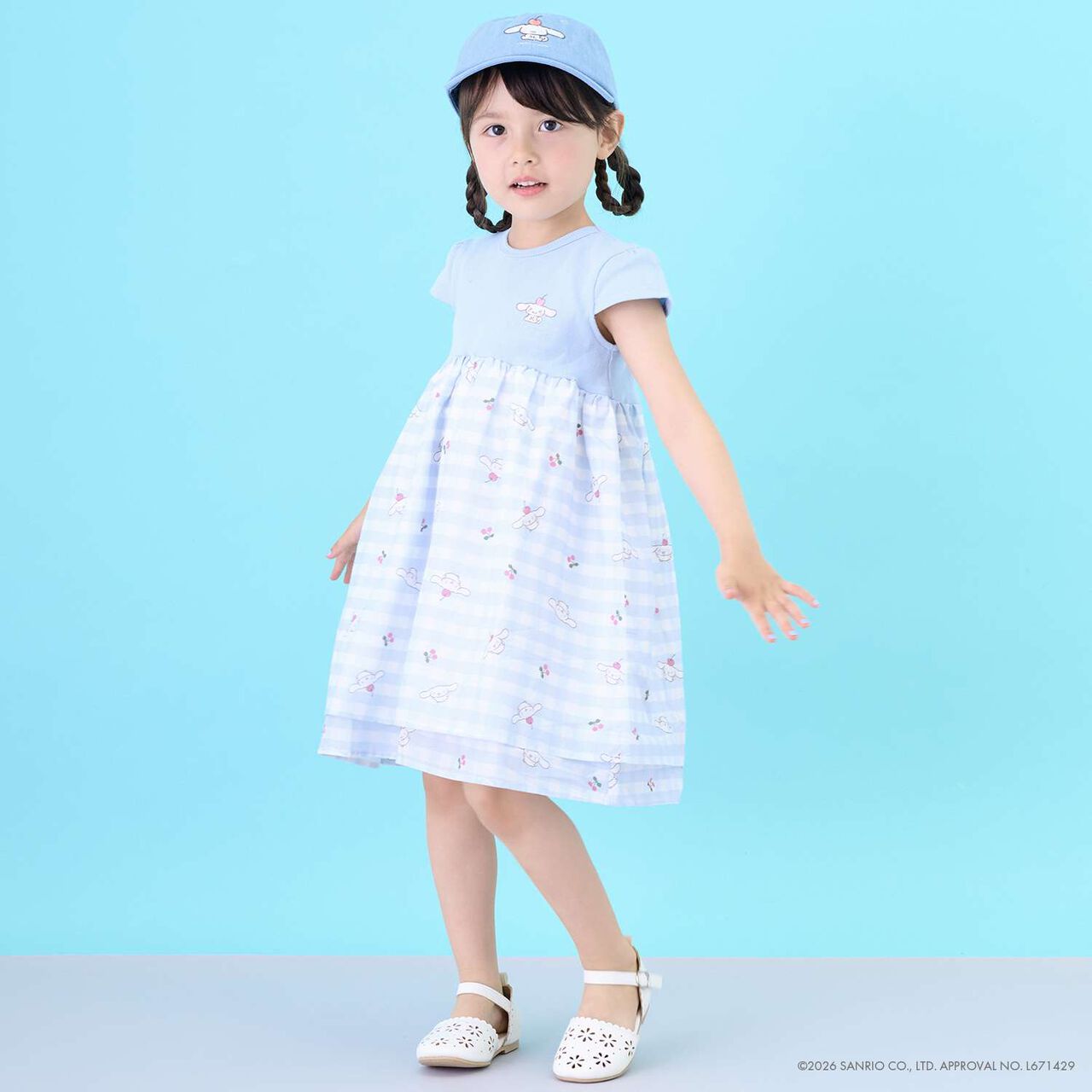[Sanrio Characters/Cool Sensation] Short-Sleeve Fabric Combo One-Piece Dress,Light blue, large image number 0