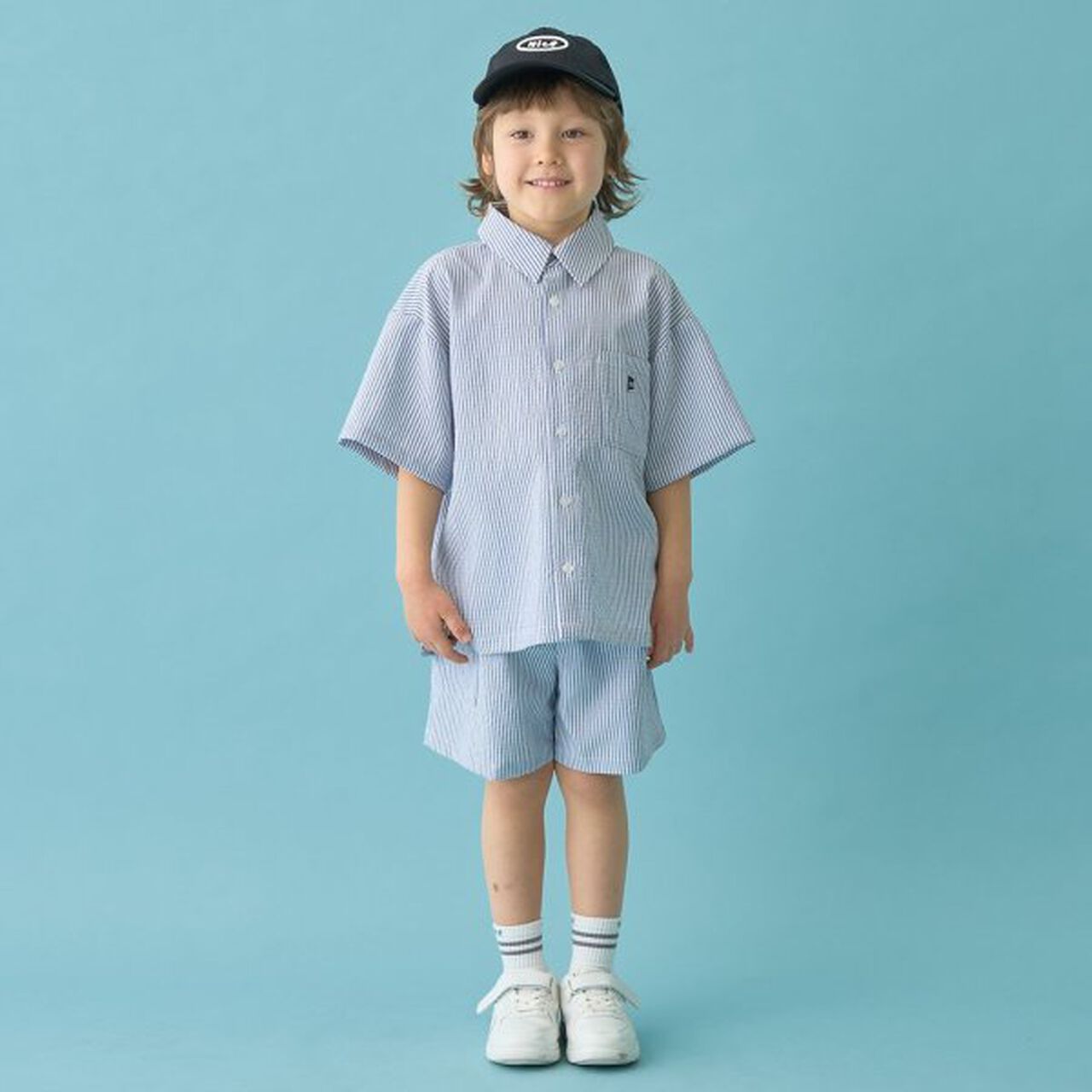 [Coordinatable Setup] Oversized Silhouette Assorted Short-Sleeve Shirt,Blue, large image number 2