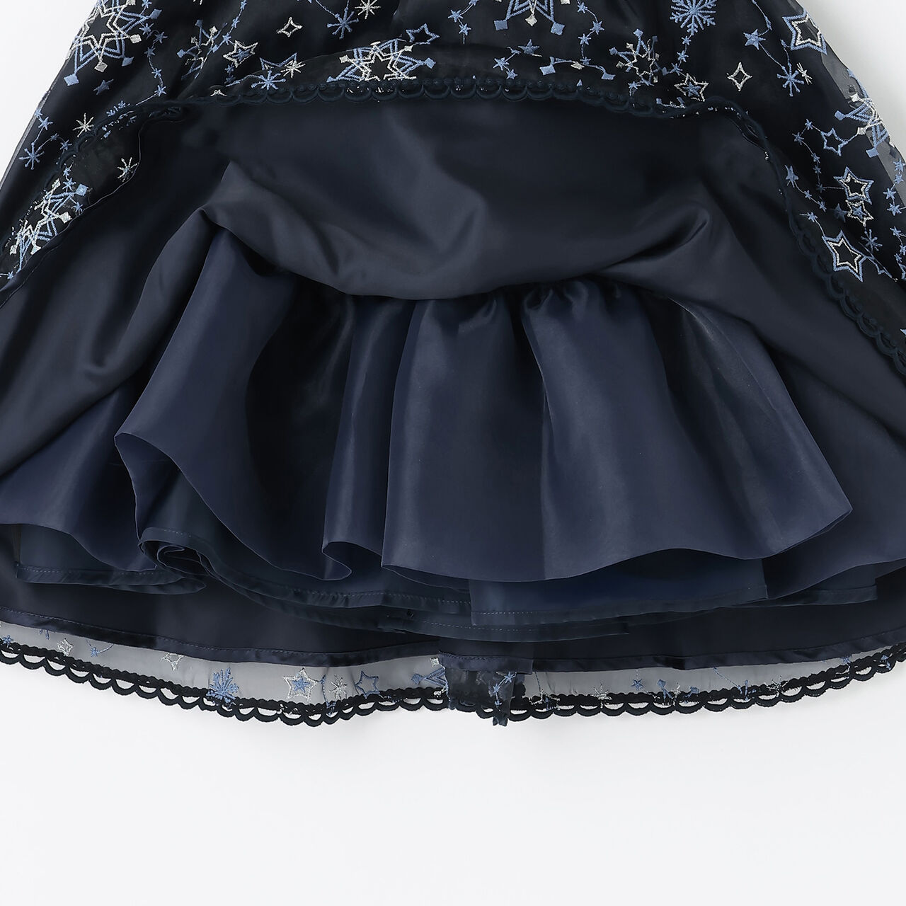 Sparkling Star Embroidery Dress,Navy, large image number 5