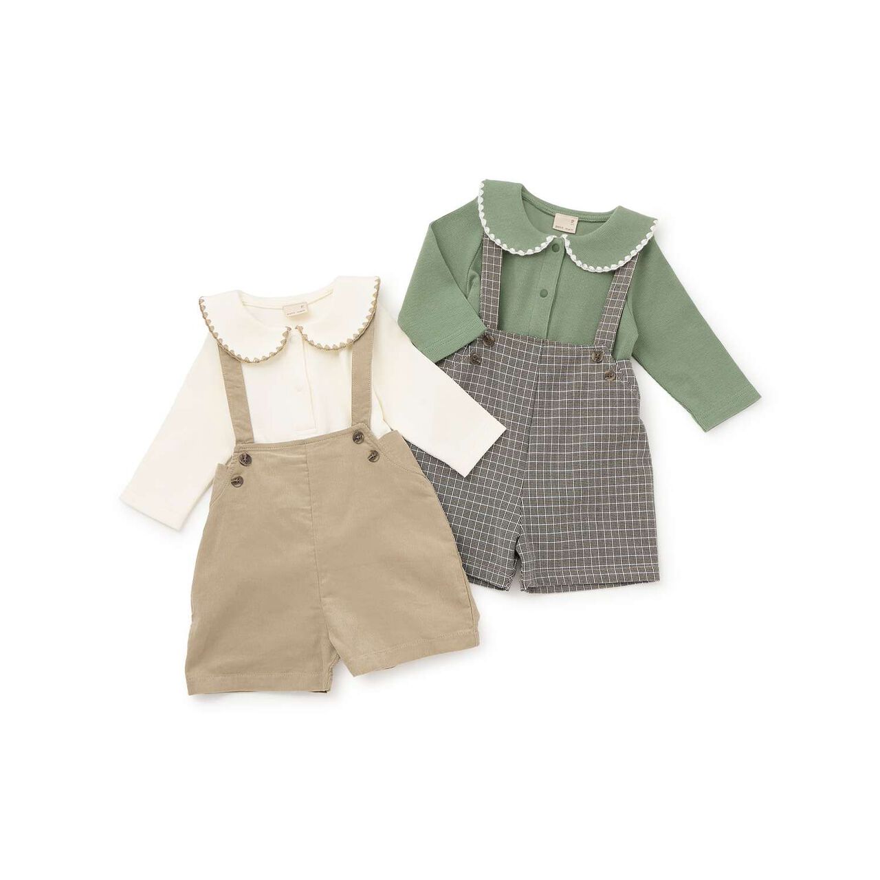 Collared Romper + Pants Set,Green, large image number 10
