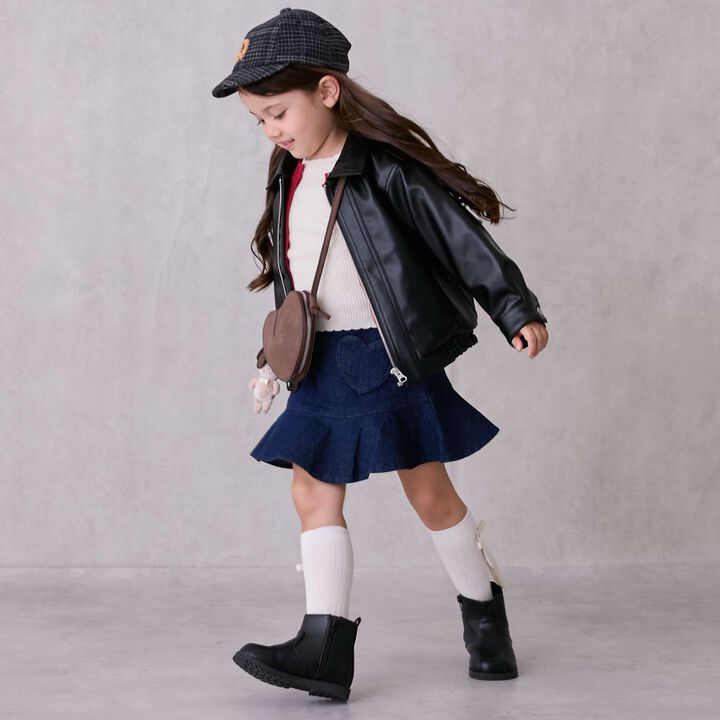 [Link] Faux Leather Jacket,Beige, medium image number 3