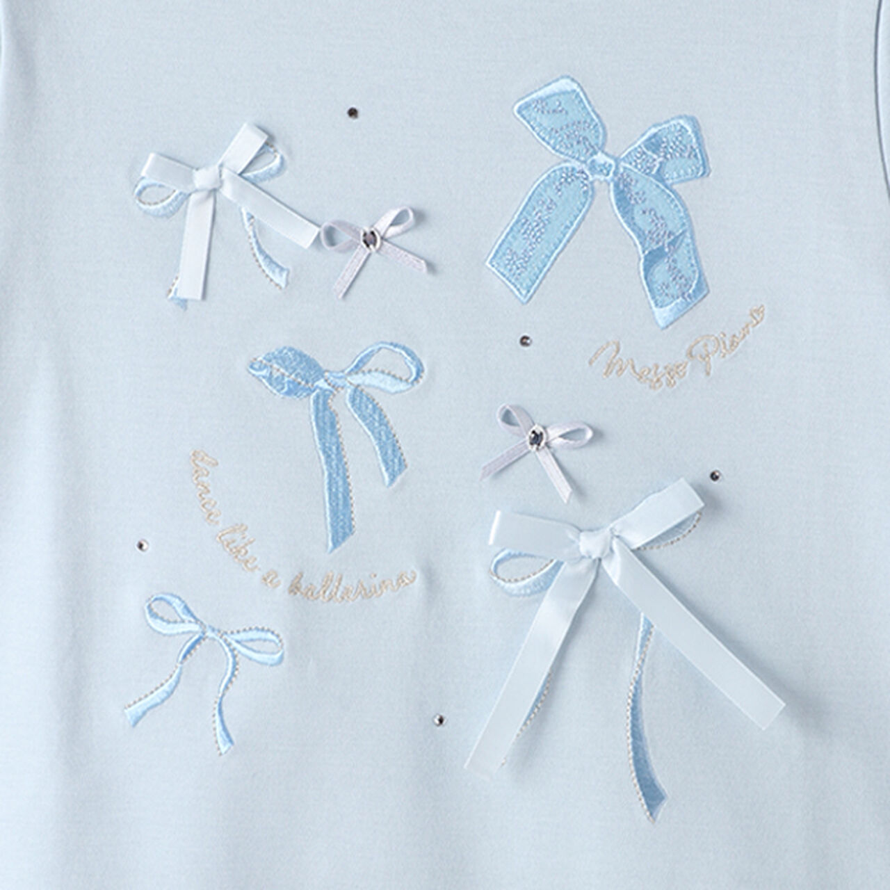 Ribbon Full Scalloped Hem Long-Sleeve T-Shirt,Sax blue, large image number 5