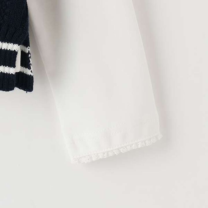 Sailor Collar Knit Vest & Long-Sleeve Tee Set,Off white, medium image number 9