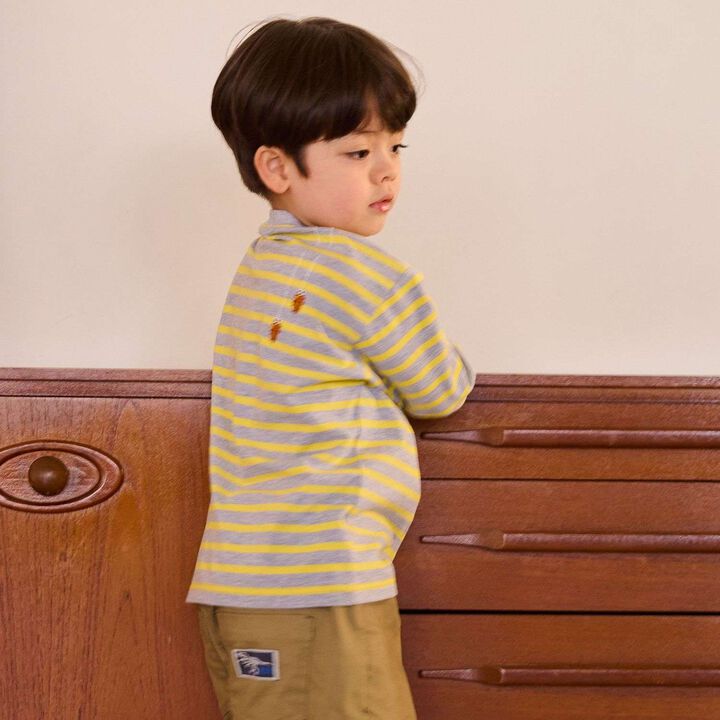 Insect Stripe Pattern Long-Sleeve T-Shirt with Pocket,Navy, medium image number 1