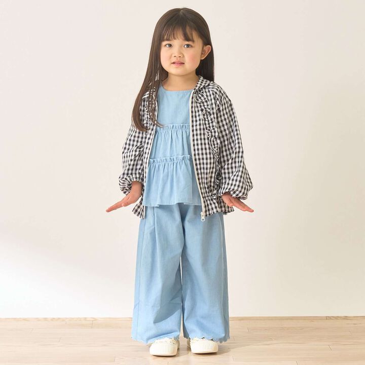 Assorted All-Over Pattern Tiered Blouse & Scallop Trim Pants Set,Emerald green, medium image number 33