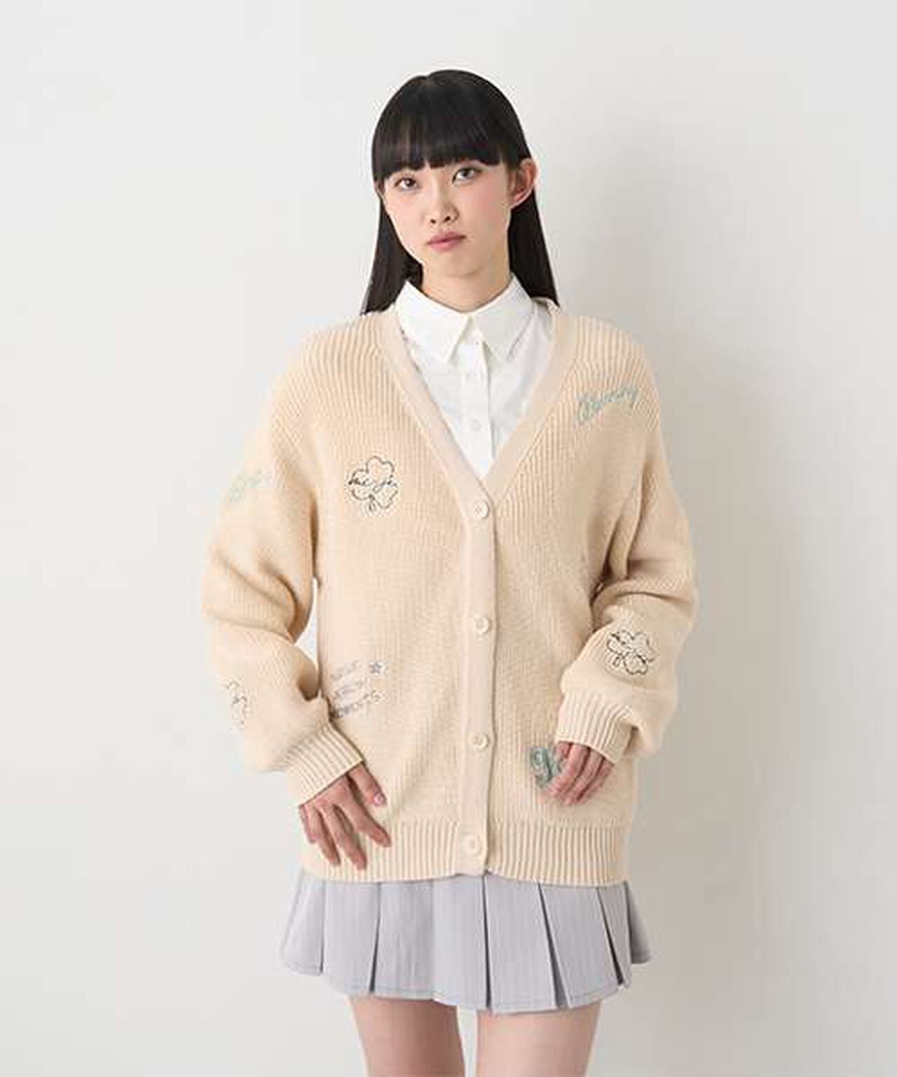 Motif Embroidery Cardigan,Beige, large image number 0