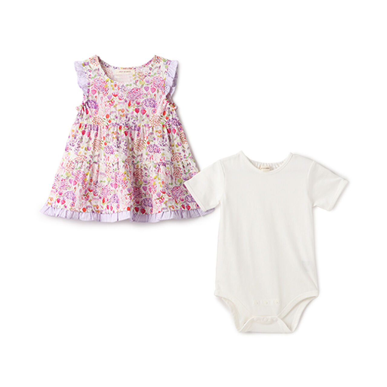 Broad Print Bodysuit Set,Blue, large image number 2