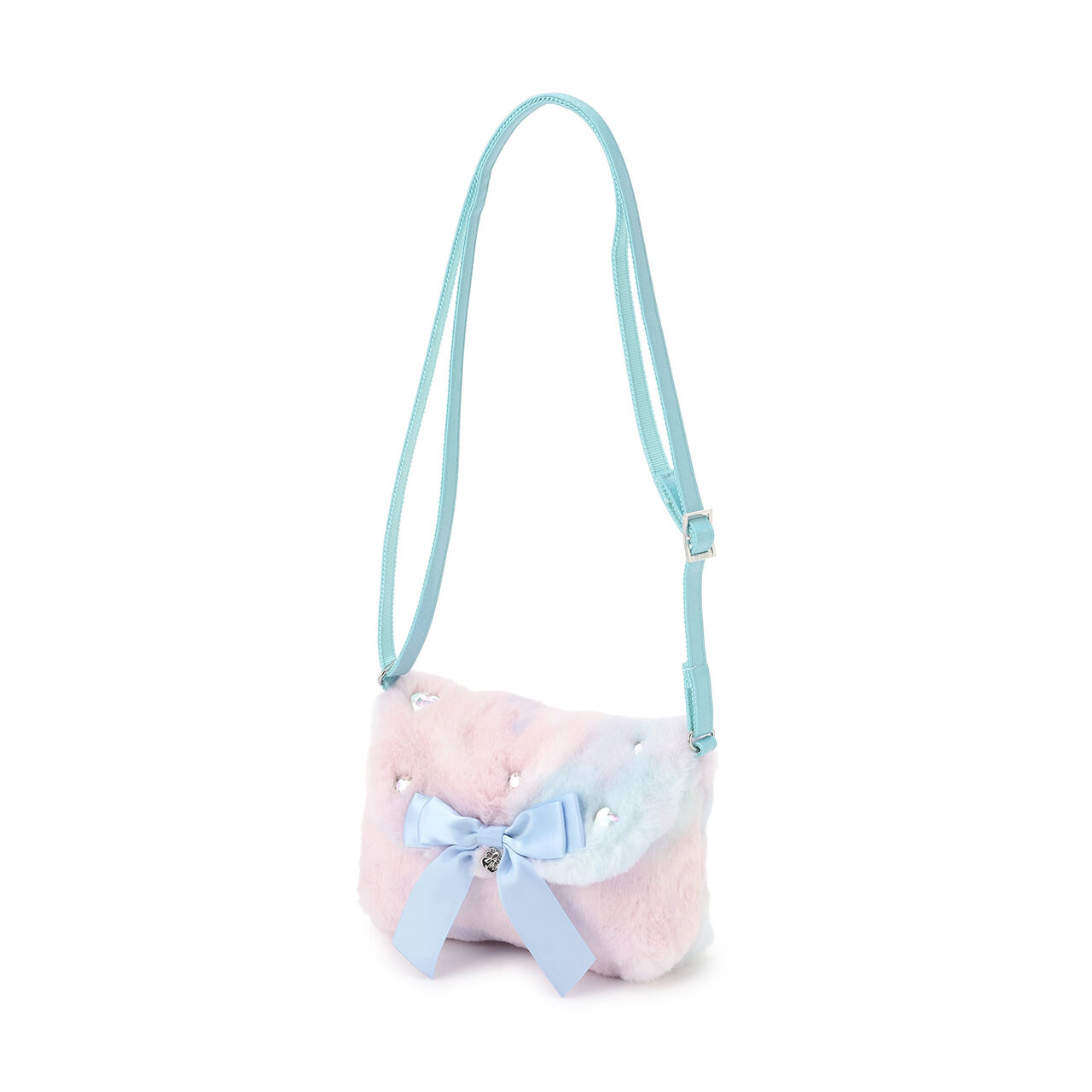 Ribbon Faux Fur Small Shoulder Bag,Multi color, large image number 0