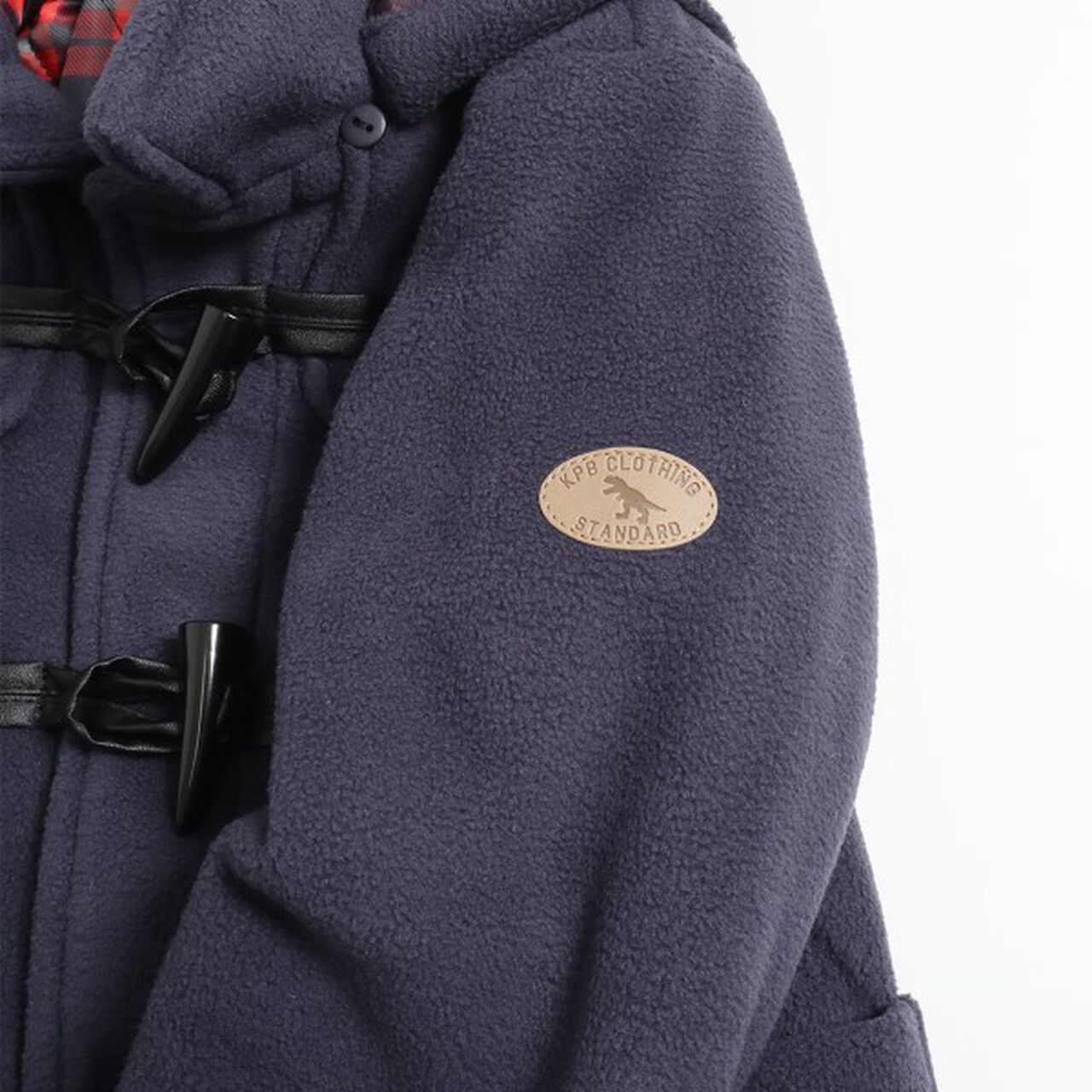 KP Boy Fleece Checkered Duffle Coat [90-130],Navy, large image number 4