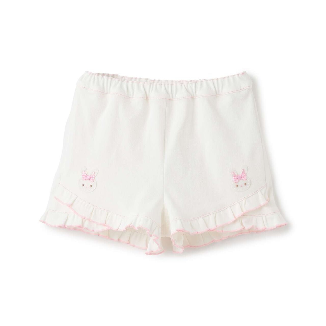 Rabbit Embroidered Shorts,Pearl white, large image number 0