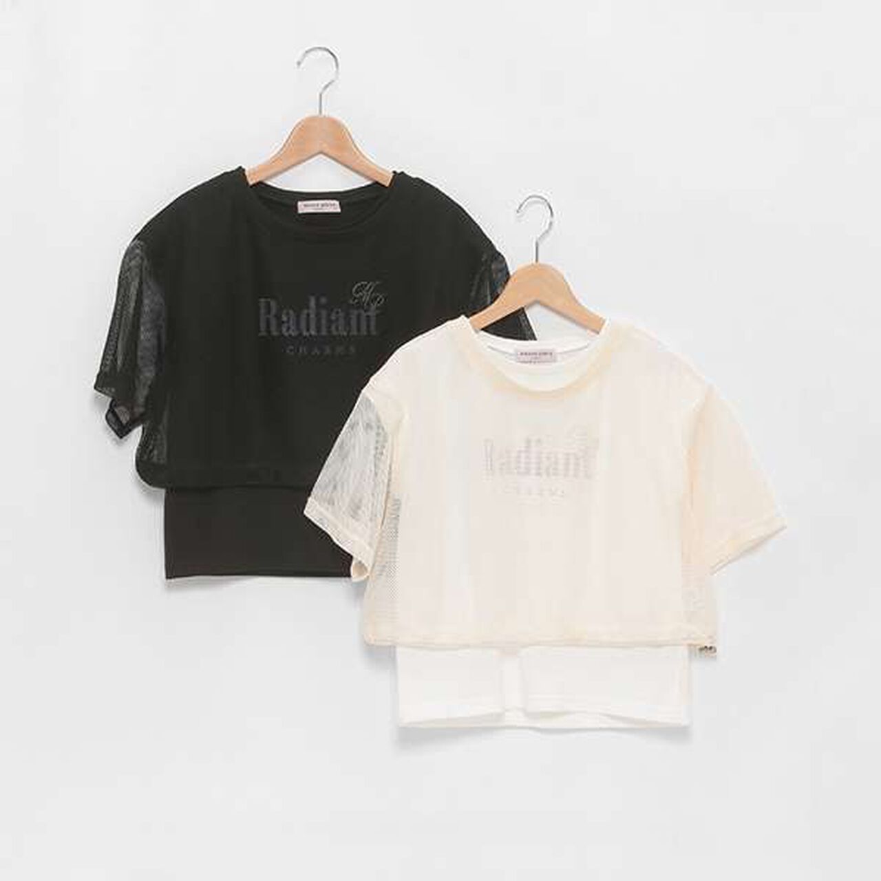 Mesh T-Shirt & T-Shirt Set,Black, large image number 3