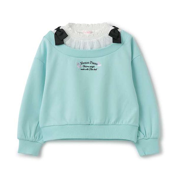 Shoulder Ribbon Layered Sweater,Lilac, medium image number 10