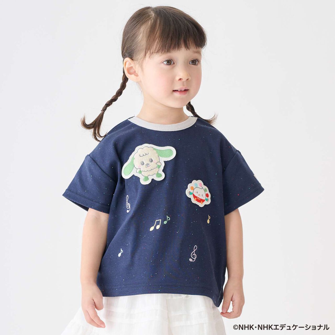 [躲貓貓！] 音符刺繡短袖T恤,淡卡其色, large image number 0