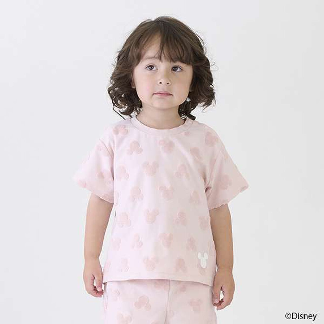 [Disney] Pile Jacquard Pattern T-Shirt,Light pink, large image number 0